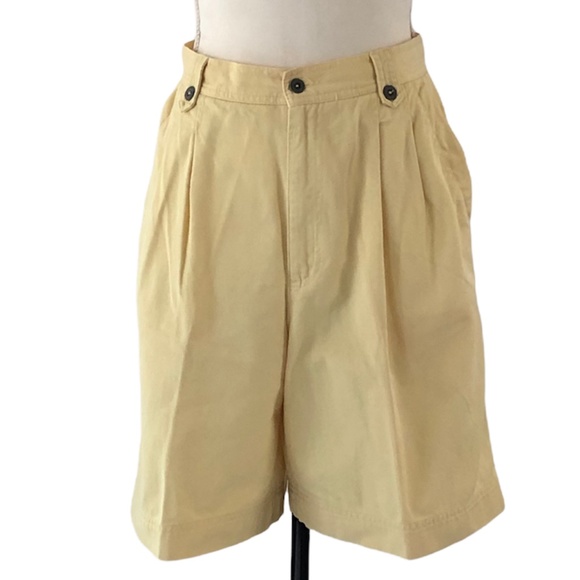 Liz Claiborne Pants - Liz Claiborne Vintage Yellow Pleated Front High Waisted Shorts Size 10